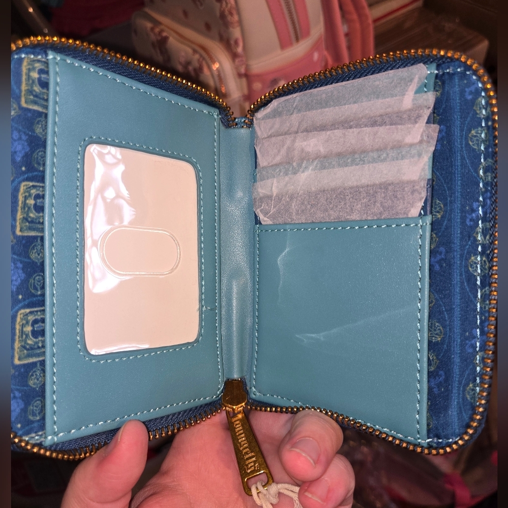 Loungefly Princesses Light Blue Zip Wallet with Multicolor Artwork - Picture 5 of 5